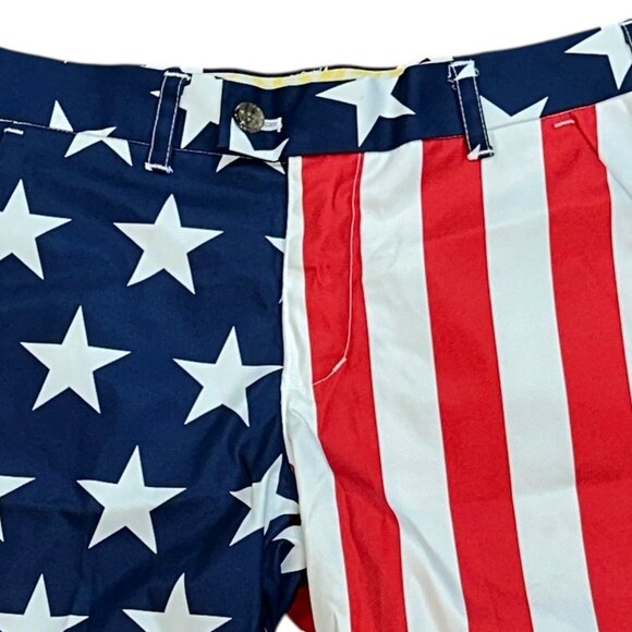 Men's‎ Loud Mouth American Flag 9" Golf Shorts Size 30 4th of July Flat Front - Picture 2 of 5